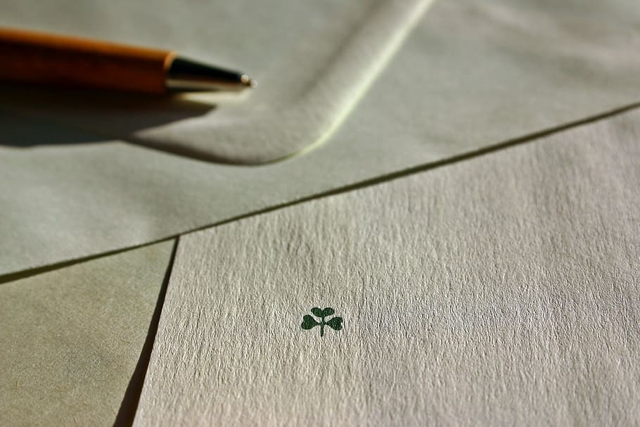 background, blur, clover, composition, desk, document, indoors HD wallpaper