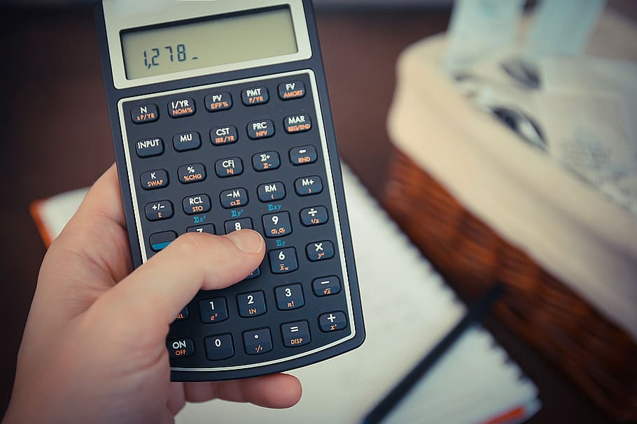 person holding black calculator, money, bills, save, savings HD wallpaper