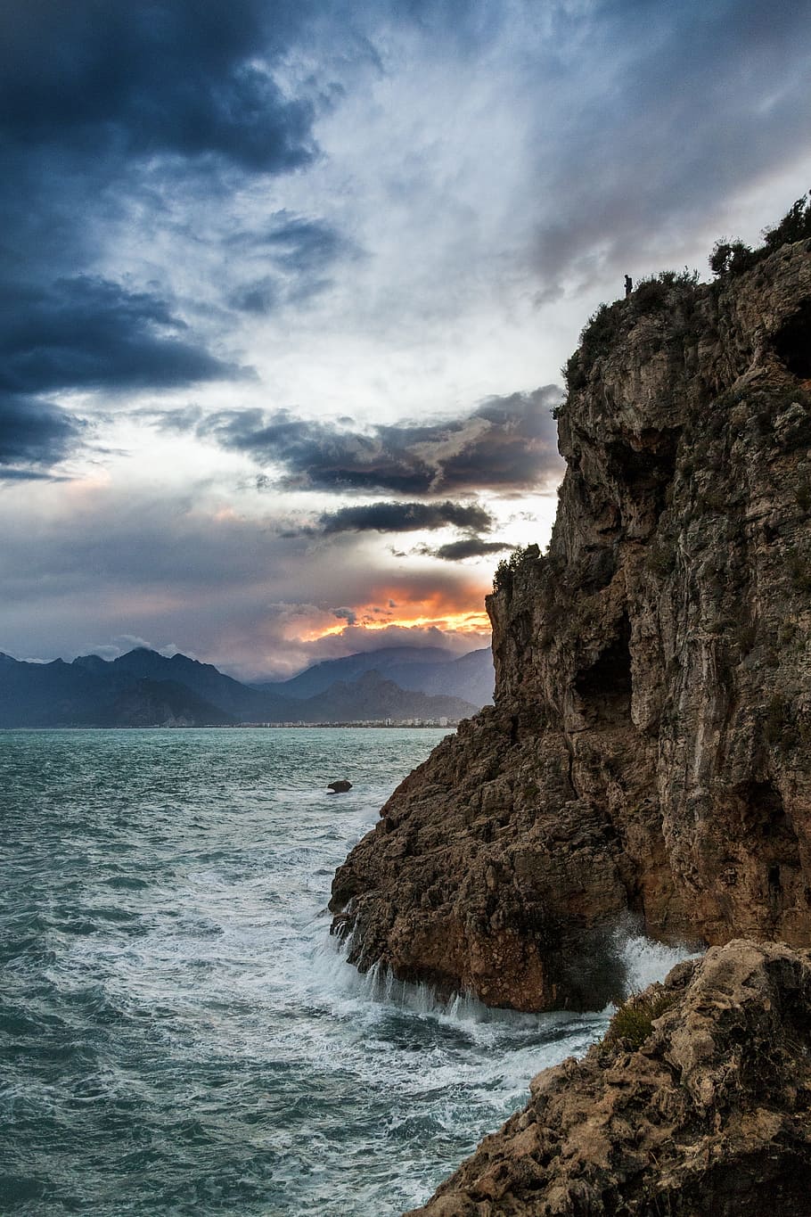 coastline, cliff, ocean, shore, seascape, coastal, shoreline HD wallpaper