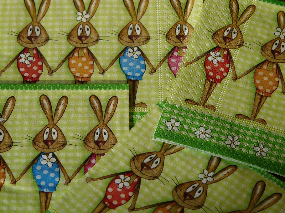 napkins, easter, easter napkins, easter bunny, easter bunny family HD wallpaper