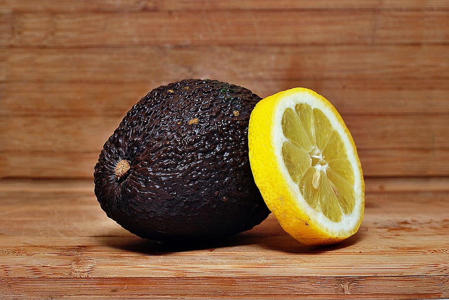 slice lemon, an avocado, food, composition, eating, porosity HD wallpaper