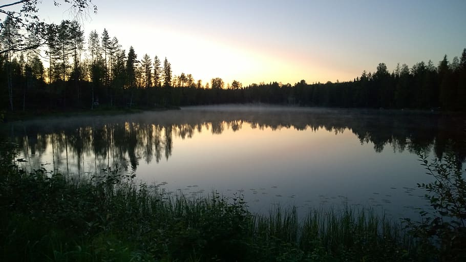 lake, calm, reflection, evening, tranquil, summer, scenery HD wallpaper