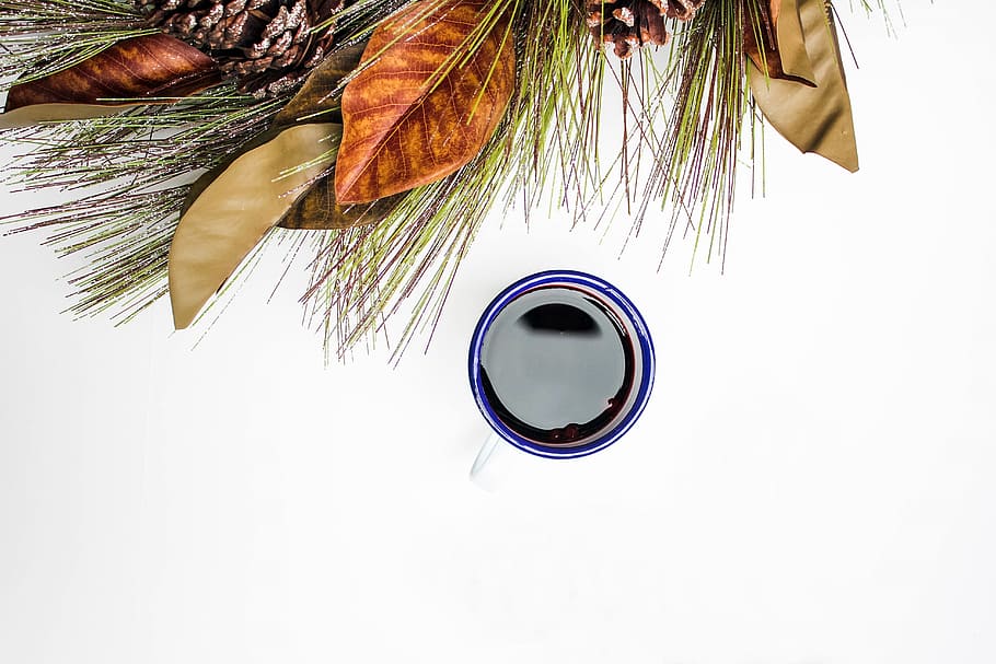 black, coffee, espresso, hot, drink, cup, leaf, still life HD wallpaper