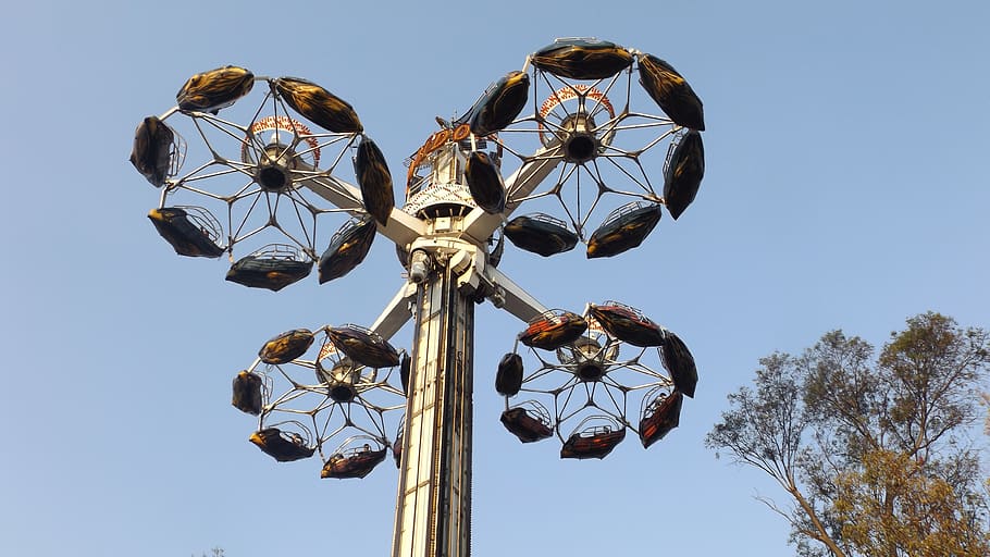 amusement park, chapultepec, family outing, sky, low angle view HD wallpaper