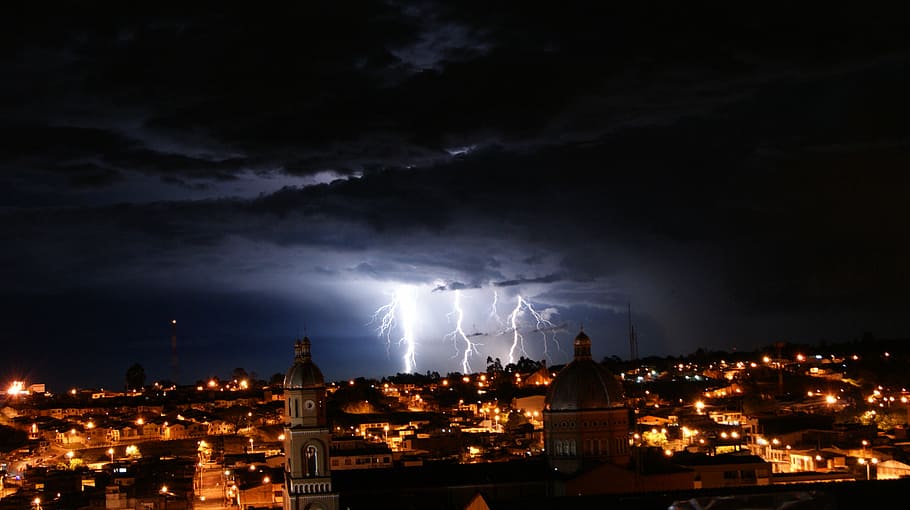 colombia, your, field, night, lightning, storm, building exterior HD wallpaper