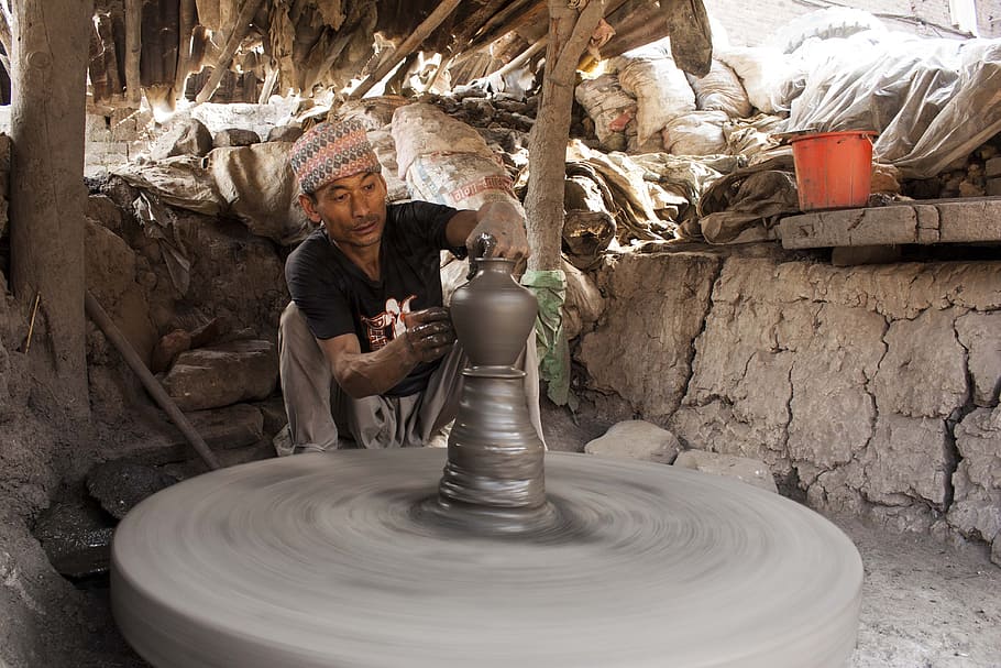 Clay, Work, Bhaktapur, clay work, working, mud wheel, human efforts HD wallpaper