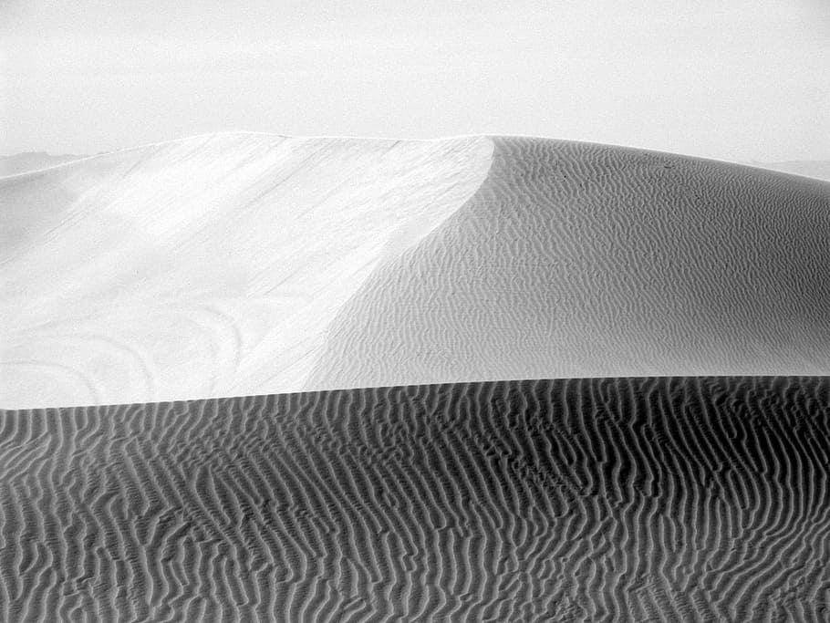 grayscale photography of desert, white snow mountain wallpaper HD wallpaper