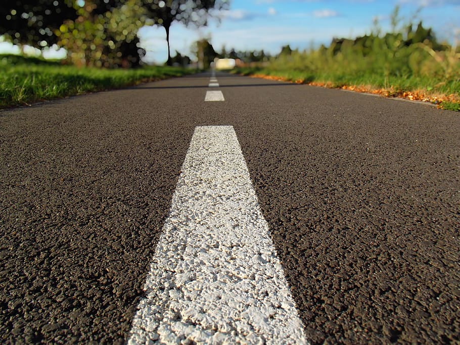 low angle view of road liner, path, macro, summer, stripes HD wallpaper