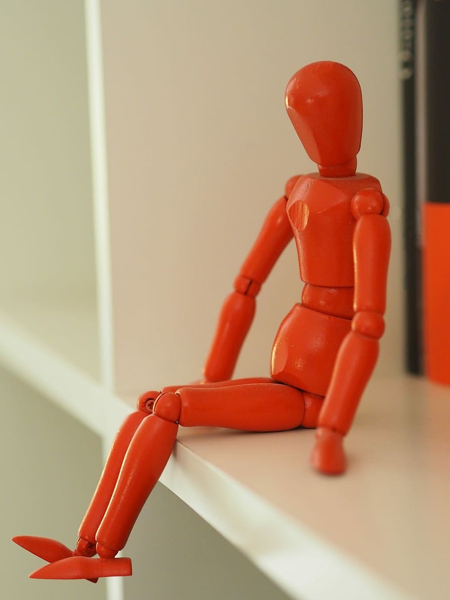 Character, Puppet, sitting, only, based, seated figure, orange HD wallpaper
