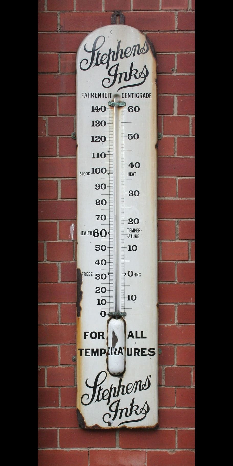 Old, Thermometer, Stevens, Inks, Antique, display, advertising HD wallpaper