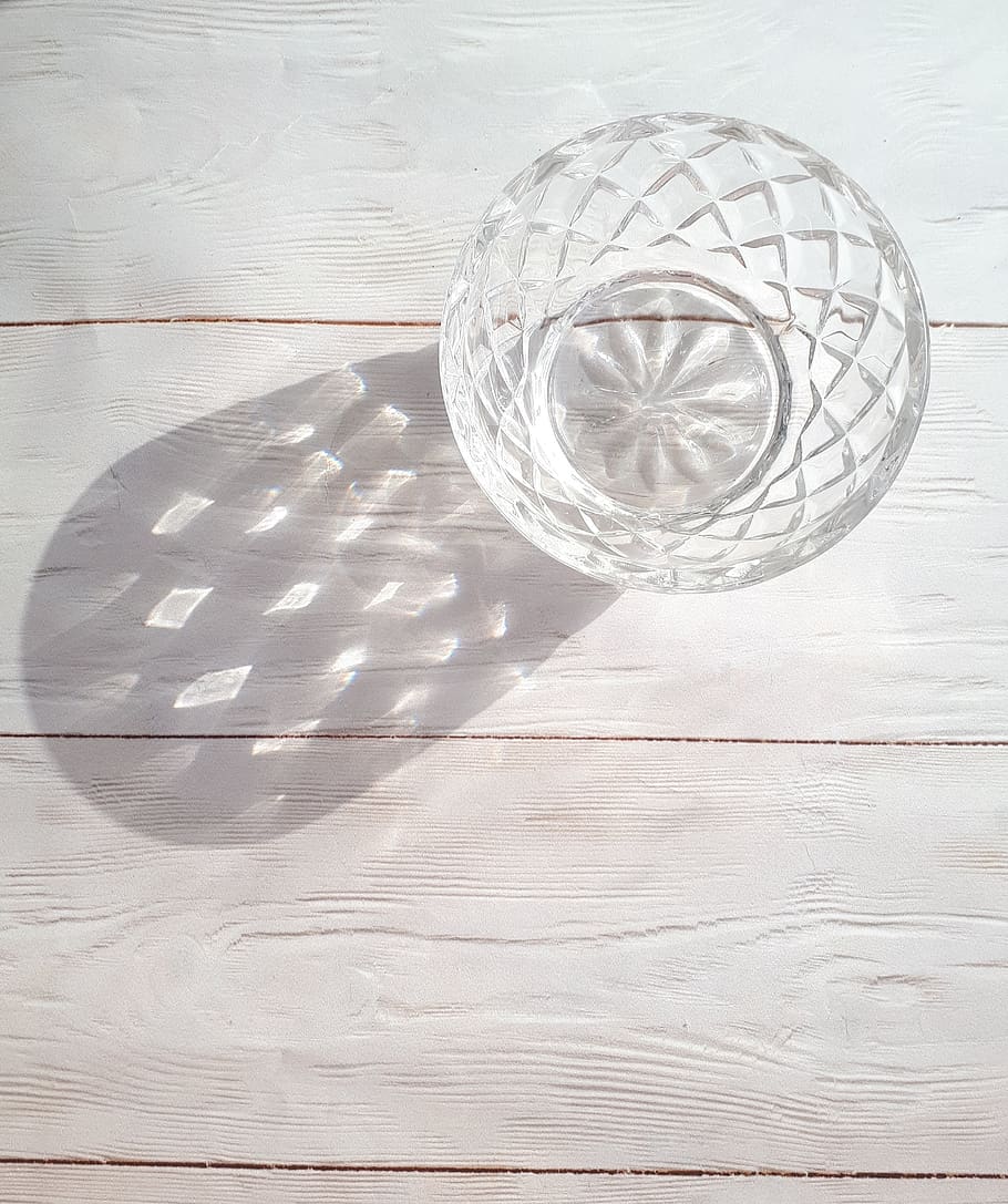 shadow, vase, still life, crystal, pattern, table, no people HD wallpaper
