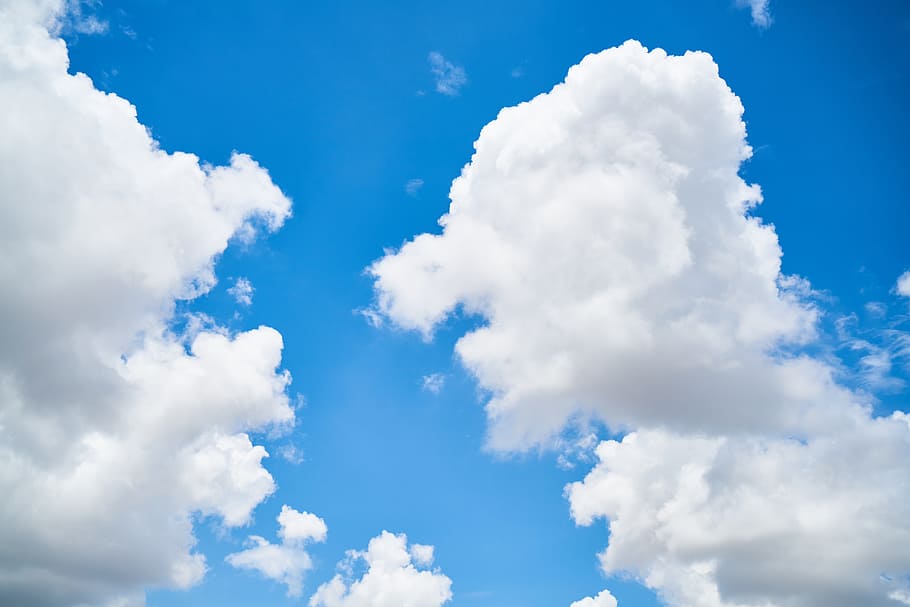 photo of cumulus clouds, blue, sky, white, white clouds, nature HD wallpaper
