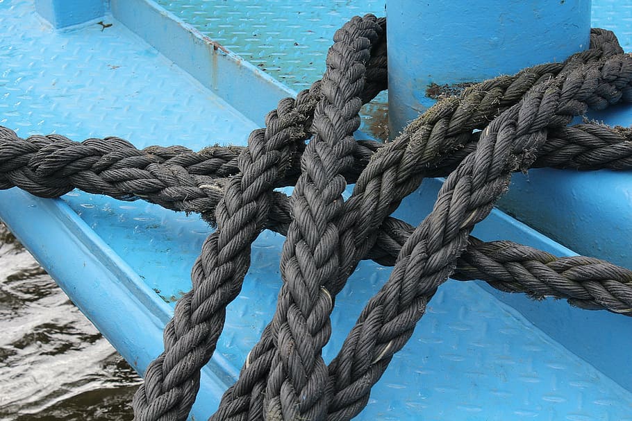ropes, port, create, strength, water, blue, nautical vessel HD wallpaper