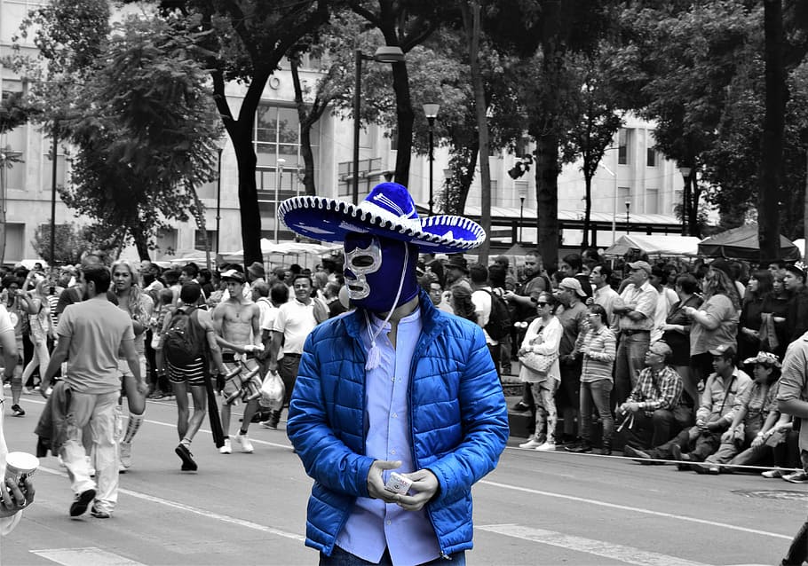 Fighter, Mexico, Blue Demon, wrestling, black and white, mask HD wallpaper