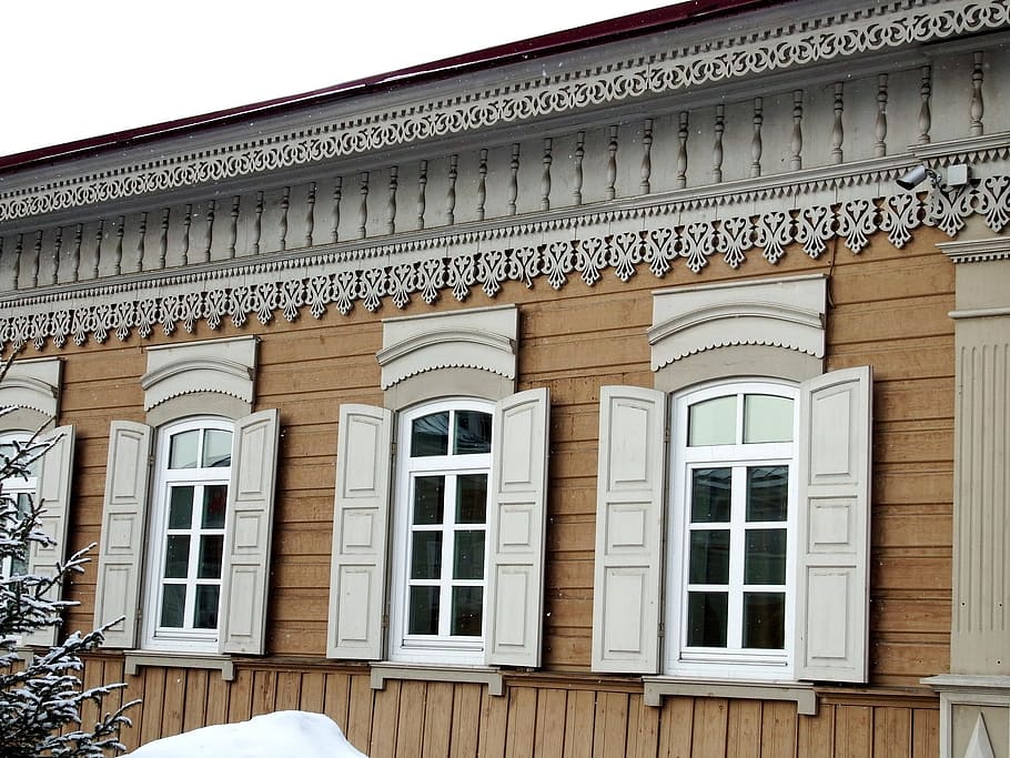 window, shutters, carving, frame, trims, old house, vintage HD wallpaper