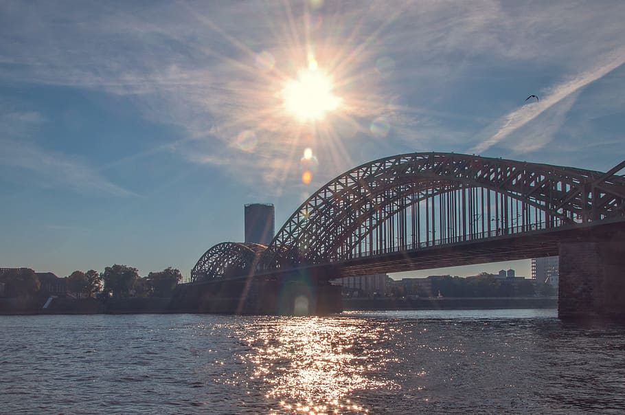 city, sky, water, bridge, architecture, cologne, cologne bridge HD wallpaper