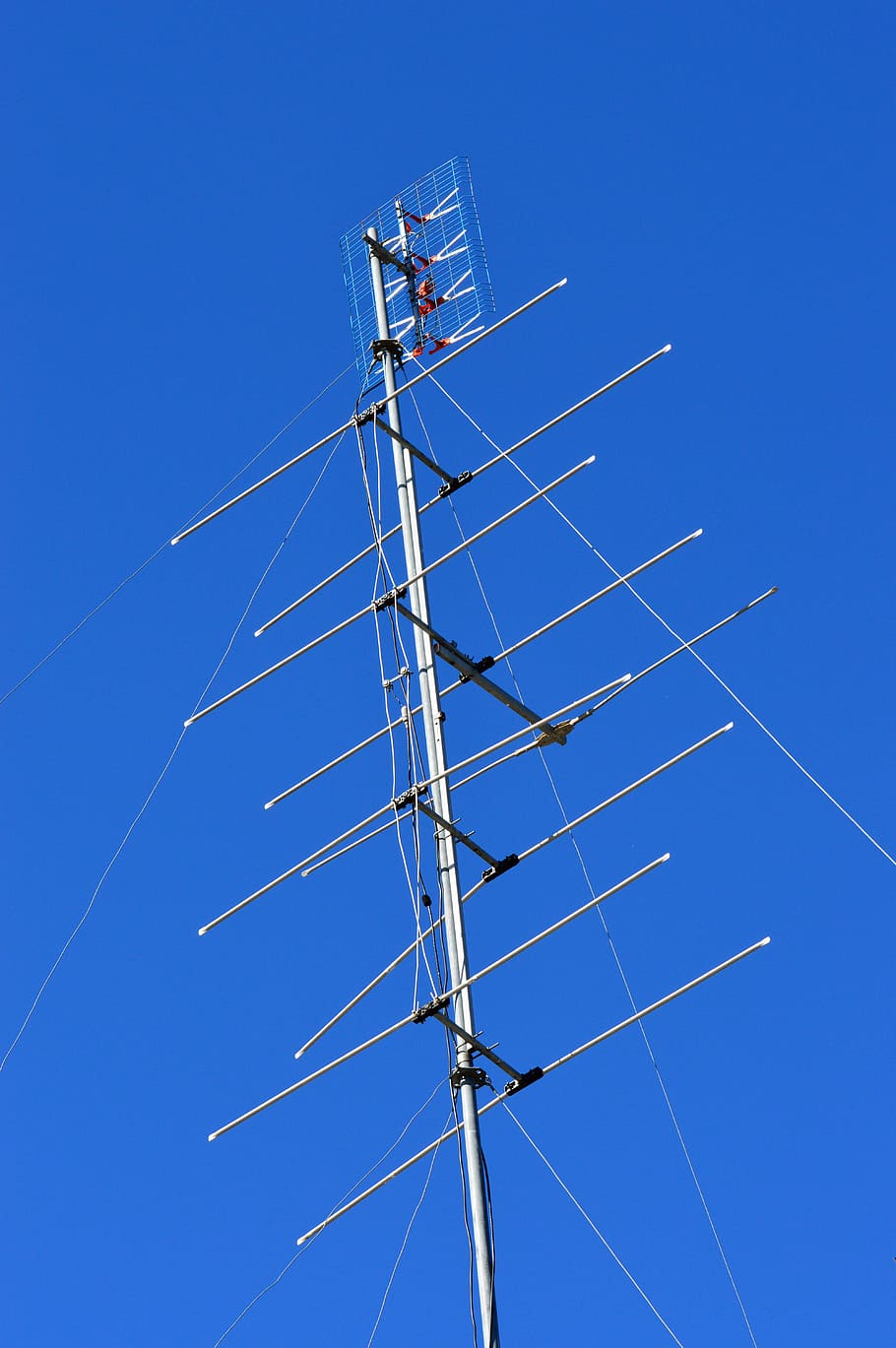 blue sky, tv, antenna, communication, tower, mast, broadcast, HD wallpaper