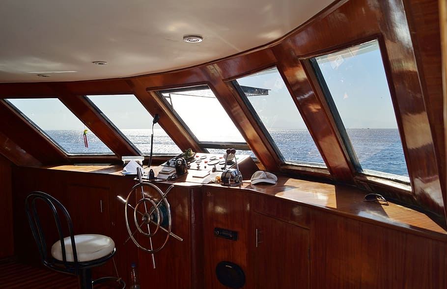cabin, ship, rudder, sea, the bridge, manage, nautical vessel