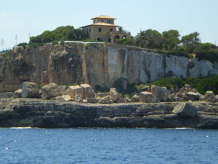 Sea, Majorca, Villa, architecture, built structure, travel destinations HD wallpaper