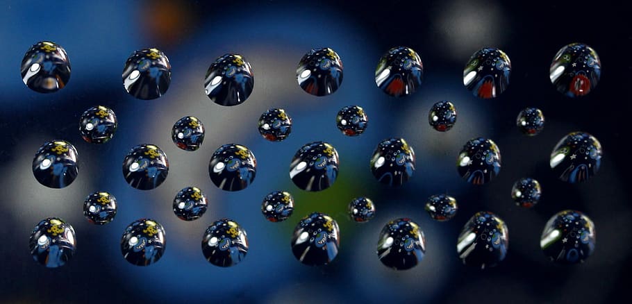 water droplets, macro, refractive, in a row, order, large group of objects HD wallpaper