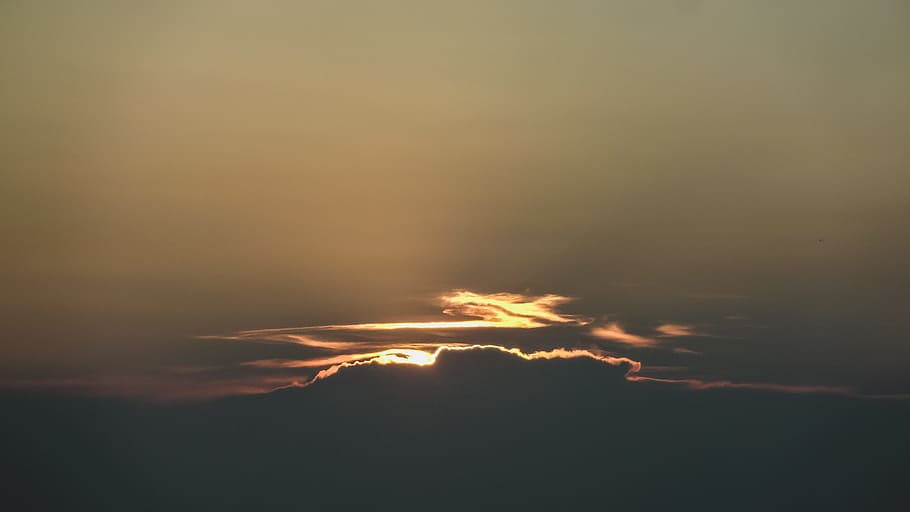 sun setting on clouds, Photo, Sunset, sky, cloudbank, cloudscape HD wallpaper
