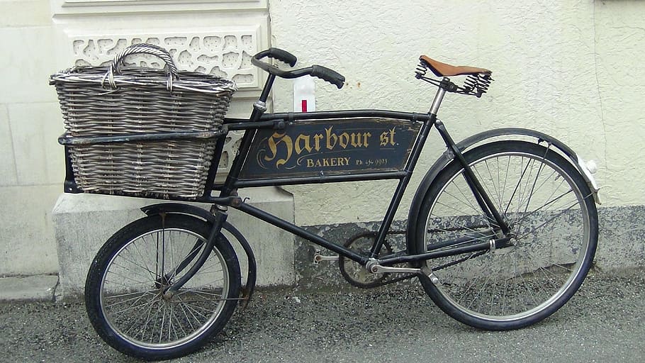 bicycle, delivery, basket, transportation, old, street, wheel HD wallpaper