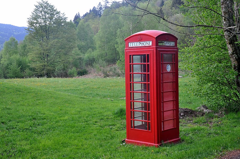 Phone Box, Vosges, unusual, telephone booth, red, pay phone, HD wallpaper
