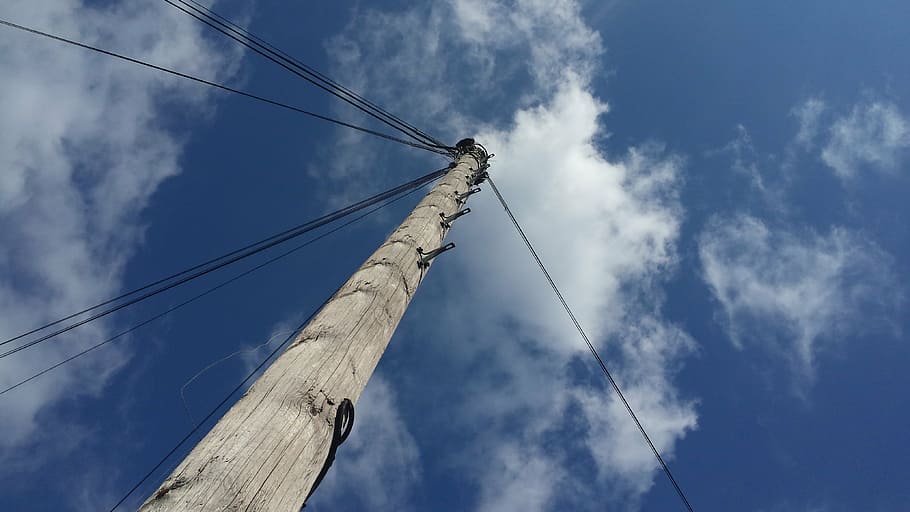 sky, electricity, cloud, power, electrical, energy, cable, pole HD wallpaper
