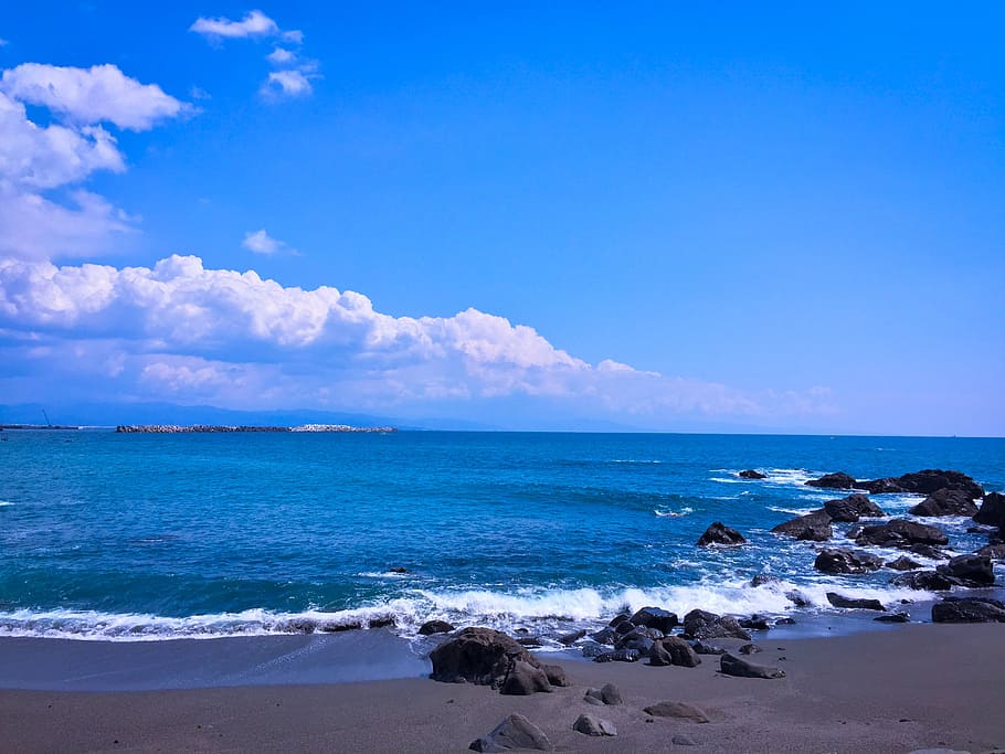sea, beach, summer, ocean, seascape, sand, water, sky, land HD wallpaper