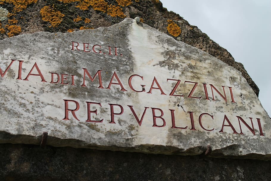 ostia, italy, history, street, sign, communication, text, western script, HD wallpaper