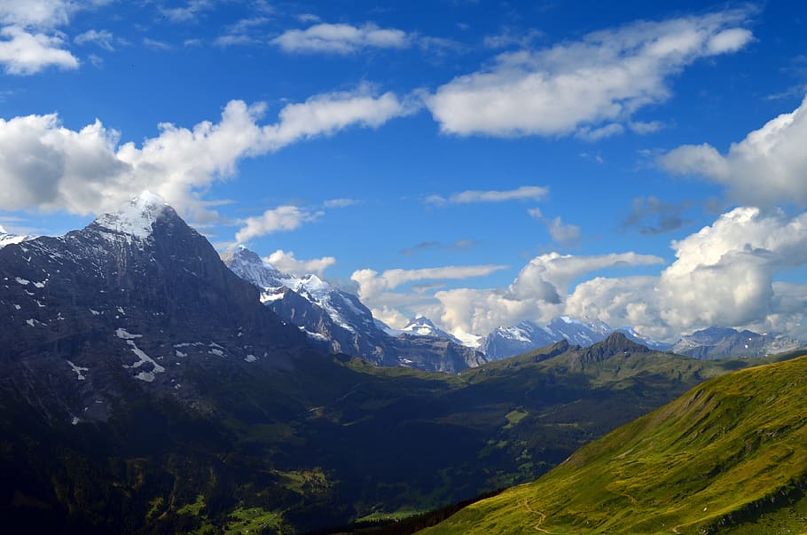 aerial view photography of mountains during daytime, alpine HD wallpaper