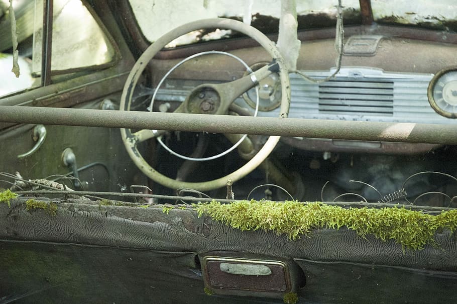auto, car cemetery, oldtimer, stainless, stainless karre, junkyard HD wallpaper