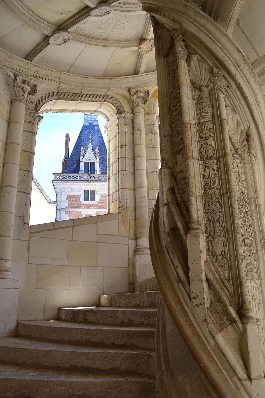staircase, spiral staircase, château de blois, royal castle, HD wallpaper