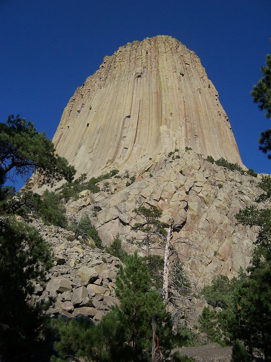 devils tower, national monument, wyoming, mountain, formation HD wallpaper