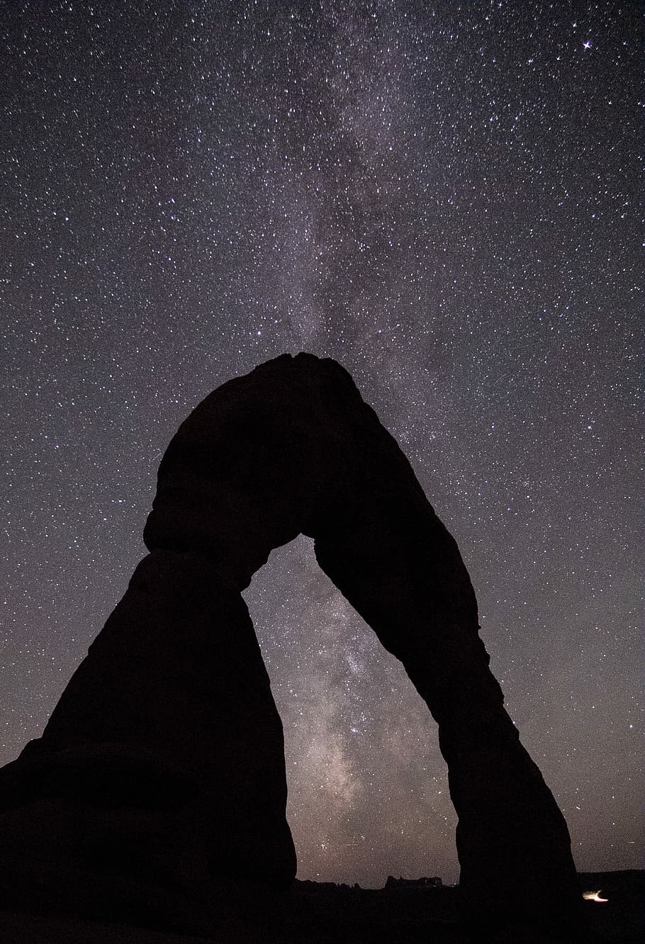 Free Download Hd Wallpaper Silhouette Of Rock Formation At Night