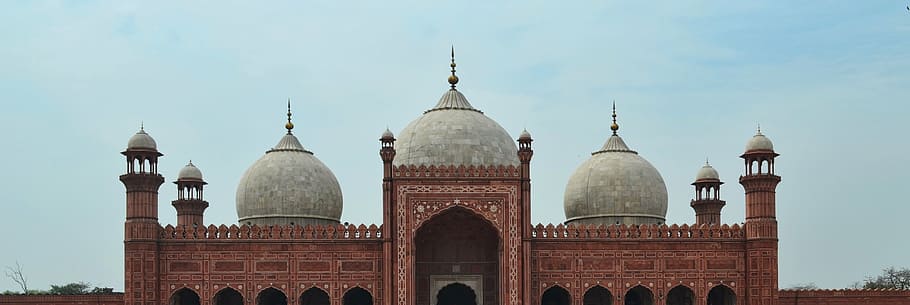 brown and gray mosque, shahi mosque, lahore, heritage, mosue, HD wallpaper