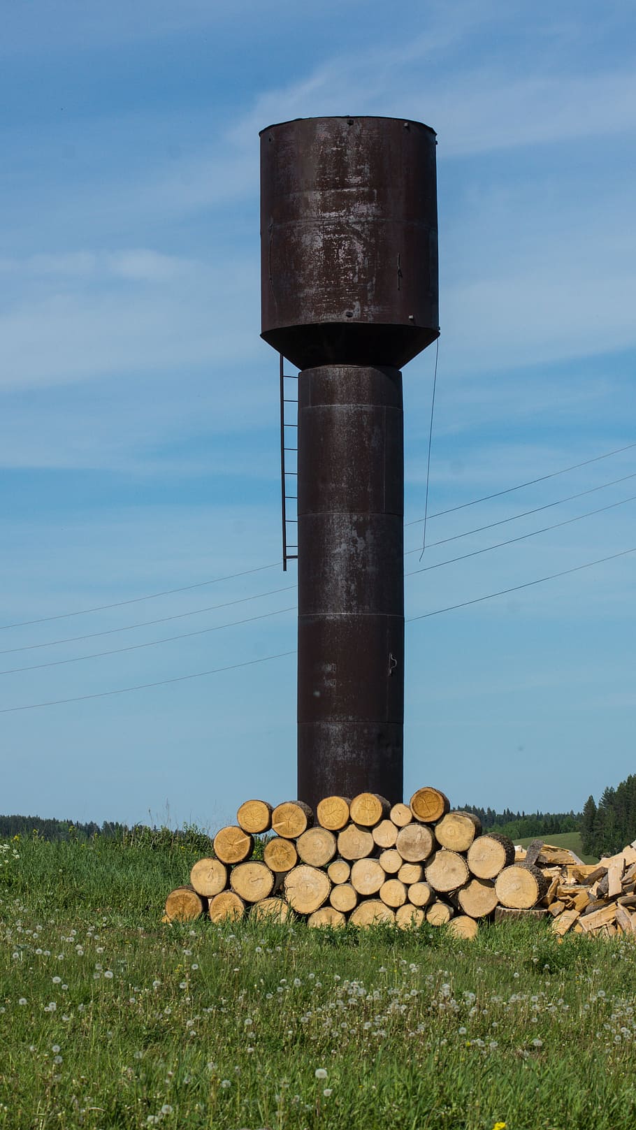 water, tower, iron, stack, nature, sky, land, no people, day HD wallpaper