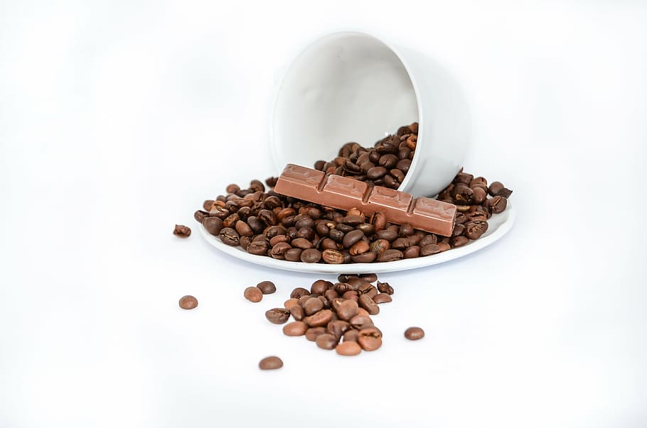 chocolate bar and coffee beans, the drink, caffeine, the brew HD wallpaper