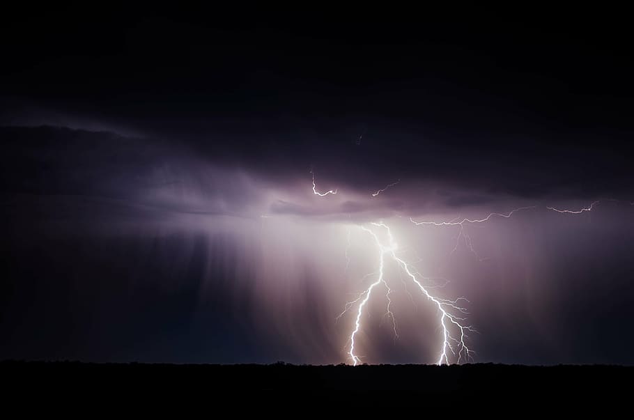 clouds, electricity, flash, lightning, lightning strike, storm HD wallpaper