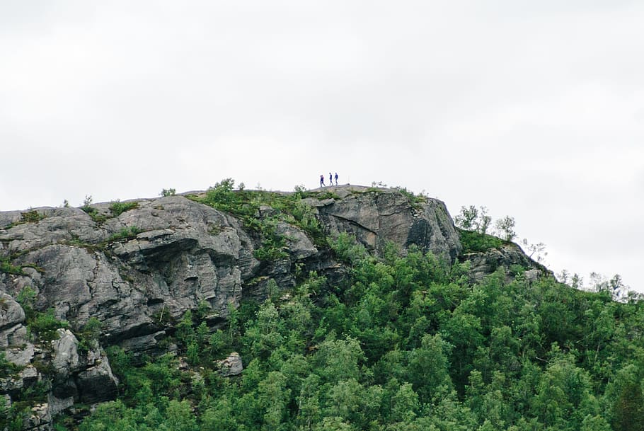 People on a mountain, landscape, nature, hill, scenics, cliff HD wallpaper