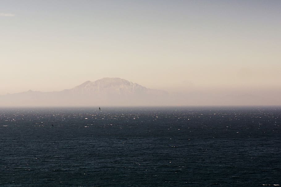 Sea, Seagull, Mountain, Spain, Europe, water, bay, gulls, sky HD wallpaper