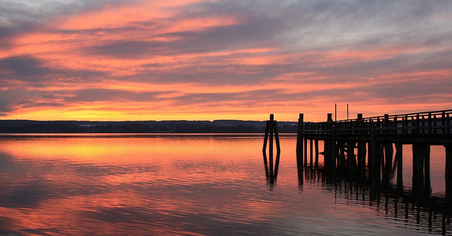 sunset, waters, dawn, dusk, sky, evening, nature, summer, landscape HD wallpaper