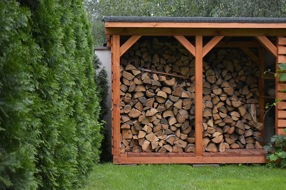 wood, bower, grass, tree, garden, wood - material, log, firewood HD wallpaper