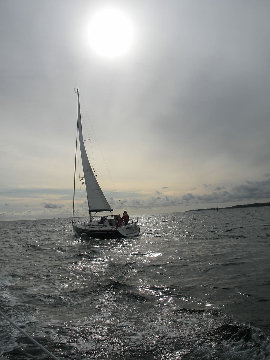 boat sailing on body of water under nimbus clouds, Sailing Ship HD wallpaper