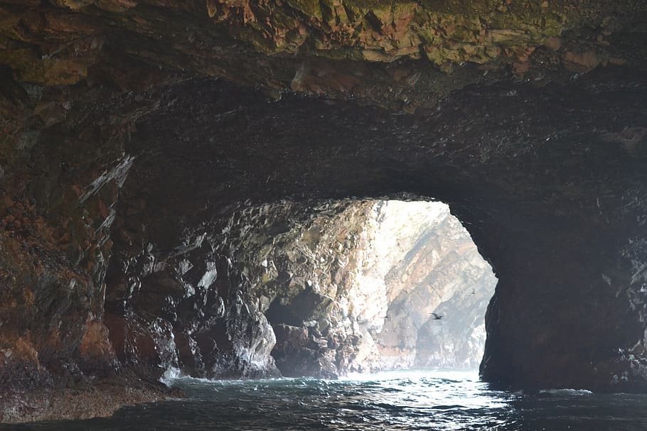 body of water in cave, stone, tunnel, coast, rock, rock - object HD wallpaper