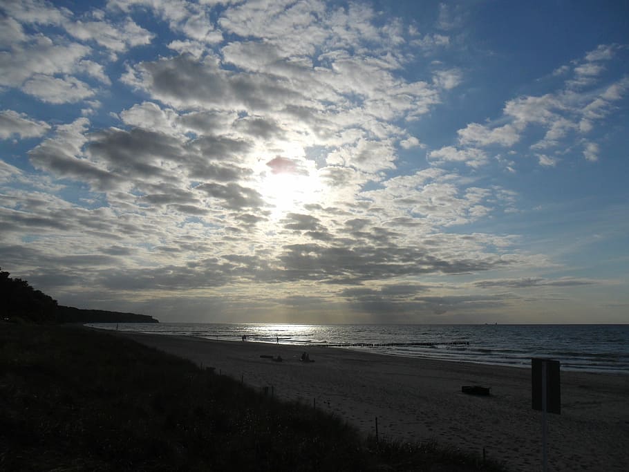 Sunset, Sea, Beach, Warnemünde, water, nature, shore, sky HD wallpaper