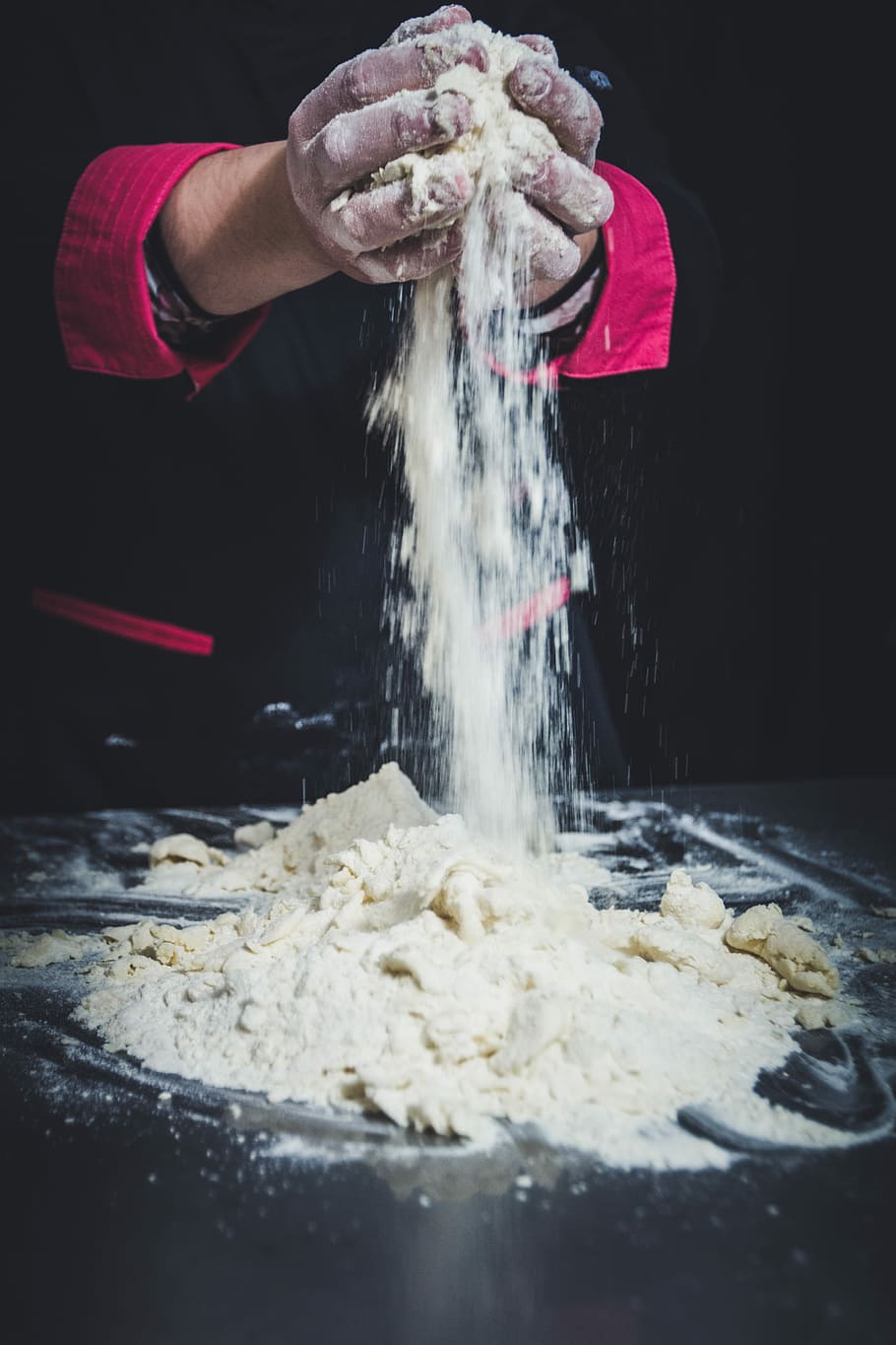 person mixing dough, person molding dough, baker, baking, hands HD wallpaper