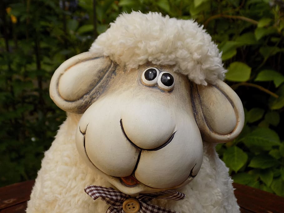 sheep, figure, deco, cute, close-up, focus on foreground, animal HD wallpaper