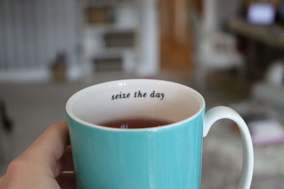 person holding white and teal ceramic mug, coffee, cup, drink HD wallpaper