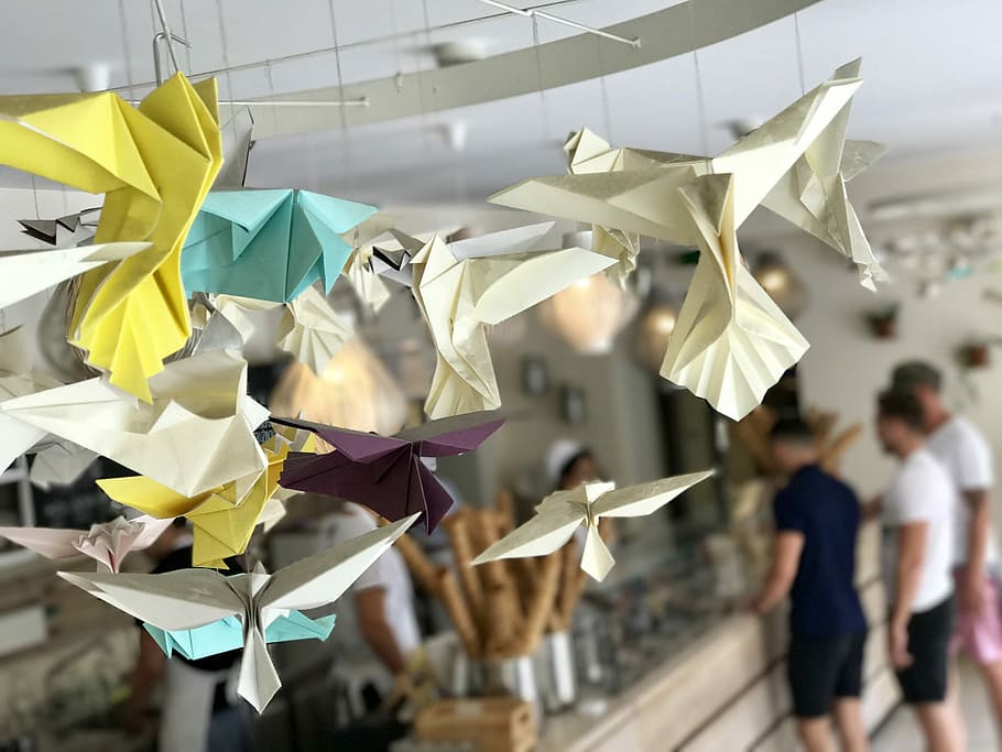 HD wallpaper Origami birds chandelier, shallow focus photography of assorted animal origami